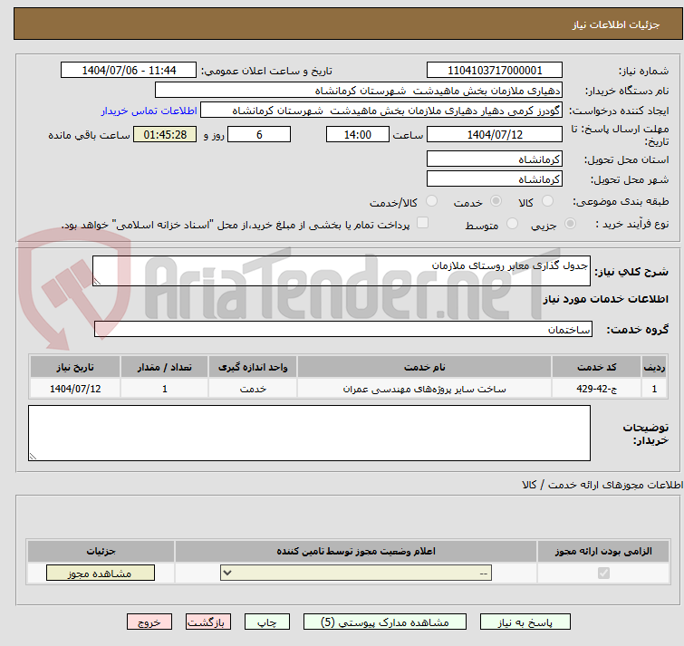 تصویر کوچک آگهی جدول گذاری معابر روستای ملازمان
