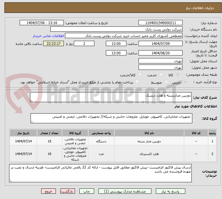 تصویر کوچک آگهی دوربین مداربسته و هارد دیسک 