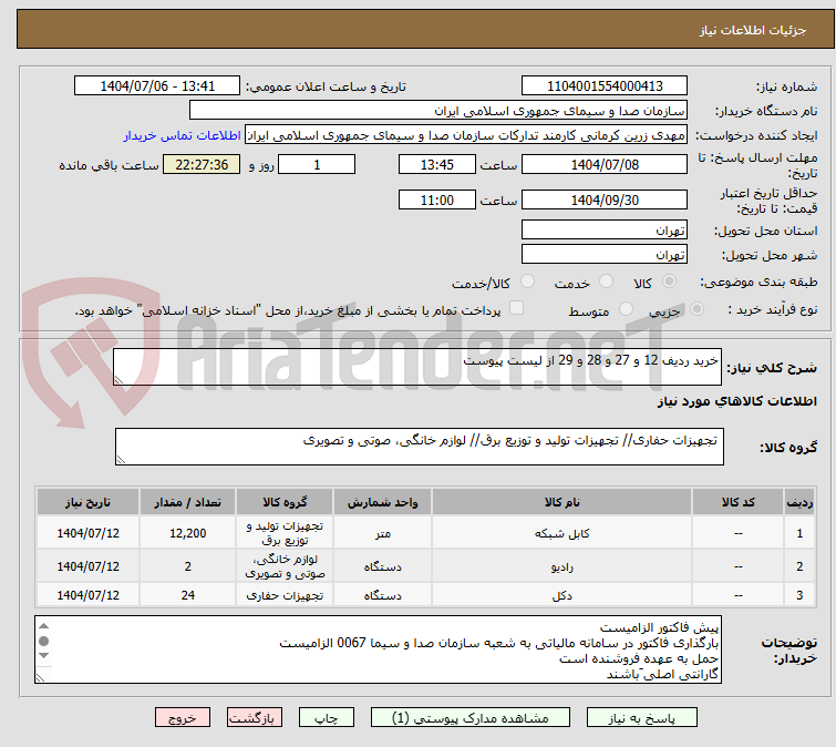تصویر کوچک آگهی خرید ردیف 12 و 27 و 28 و 29 از لیست پیوست