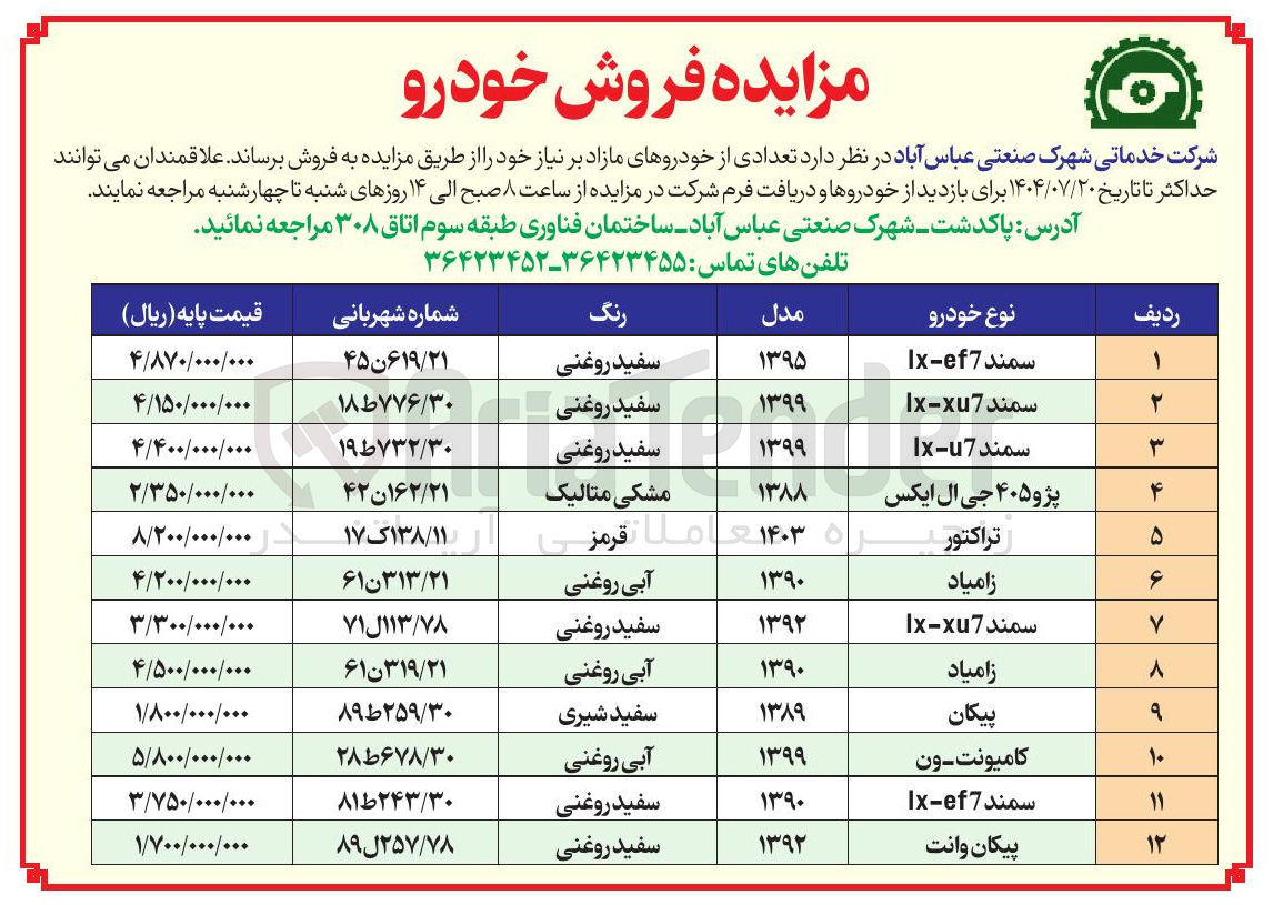 تصویر کوچک آگهی  تعدادی از خودروهای مازاد