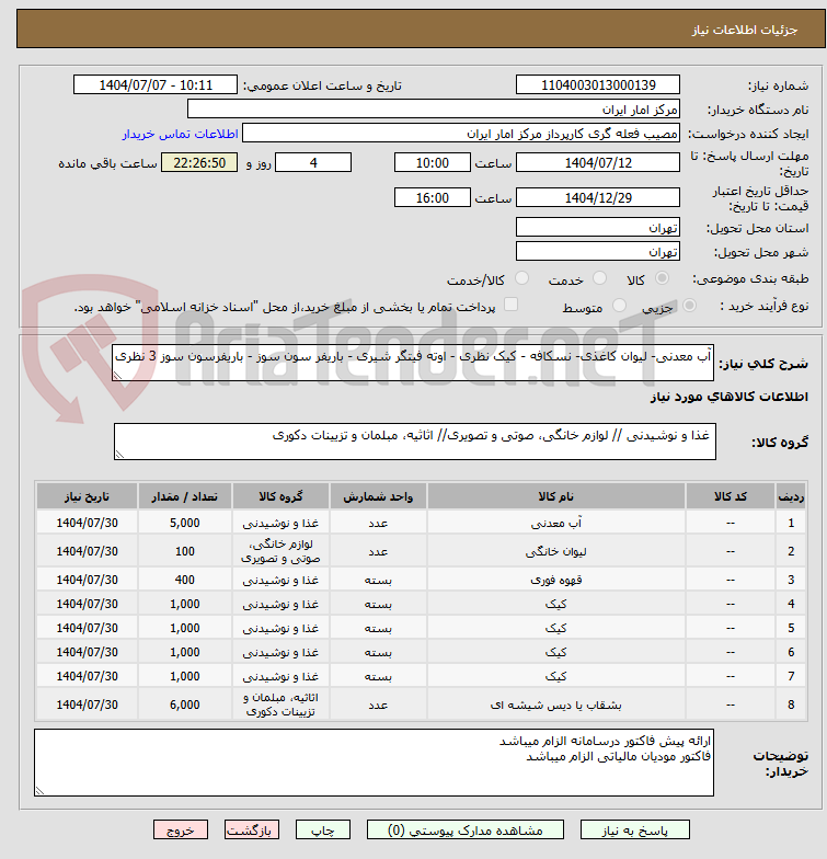 تصویر کوچک آگهی آب معدنی- لیوان کاغذی- نسکافه - کیک نظری - اوته فیتگر شیری - باریفر سون سوز - باریفرسون سوز 3 نظری