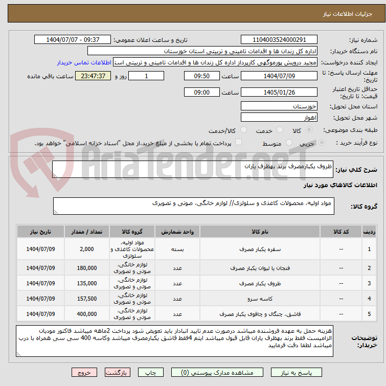 تصویر کوچک آگهی ظروف یکبارمصرف برند بهظرف یاران 