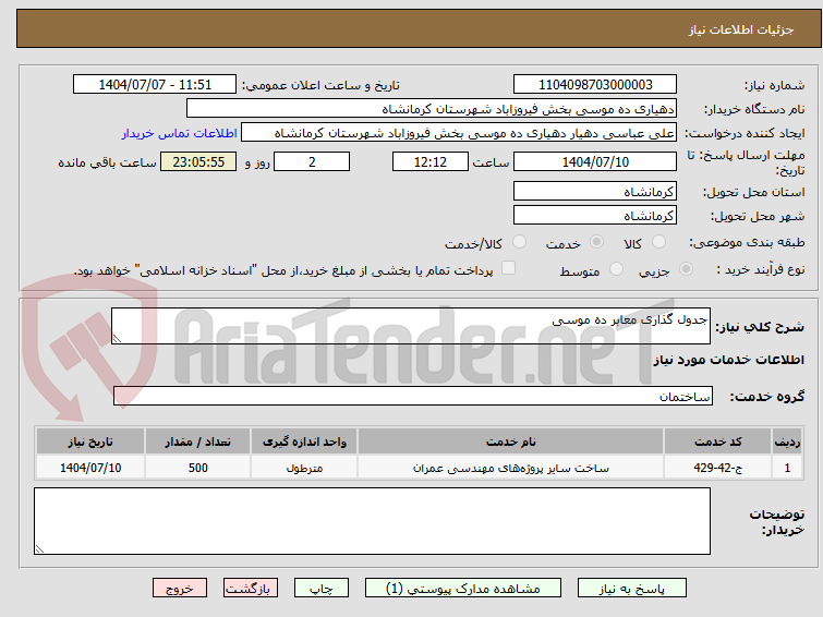 تصویر کوچک آگهی جدول گذاری معابر ده موسی