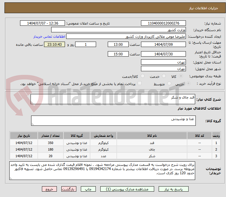 تصویر کوچک آگهی قند چای و شکر