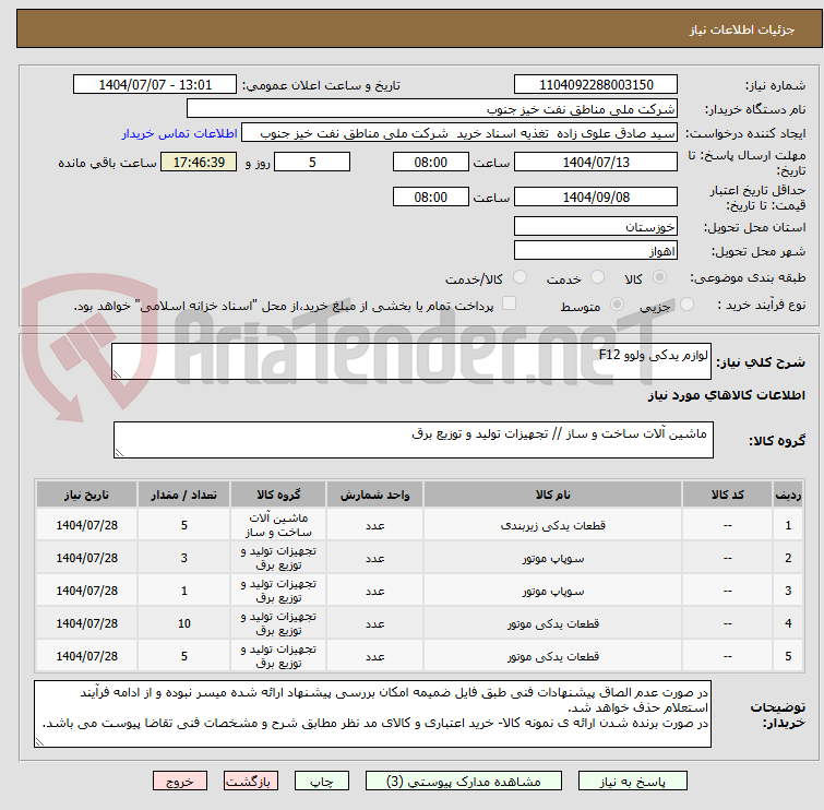 تصویر کوچک آگهی لوازم یدکی ولوو F12
