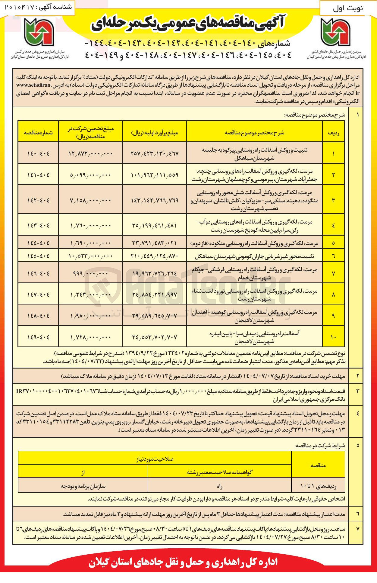 تصویر کوچک آگهی مرمت لکه گیری و روکش آسفالت راه های روستایی