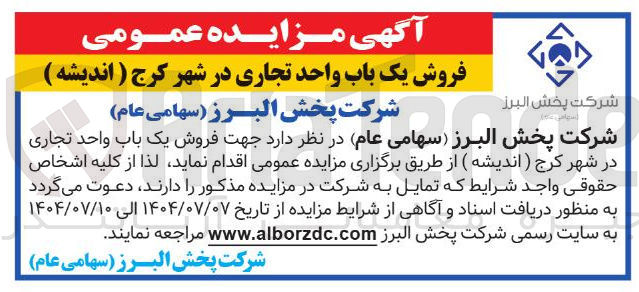 تصویر کوچک آگهی فروش یک باب واحد تجاری 