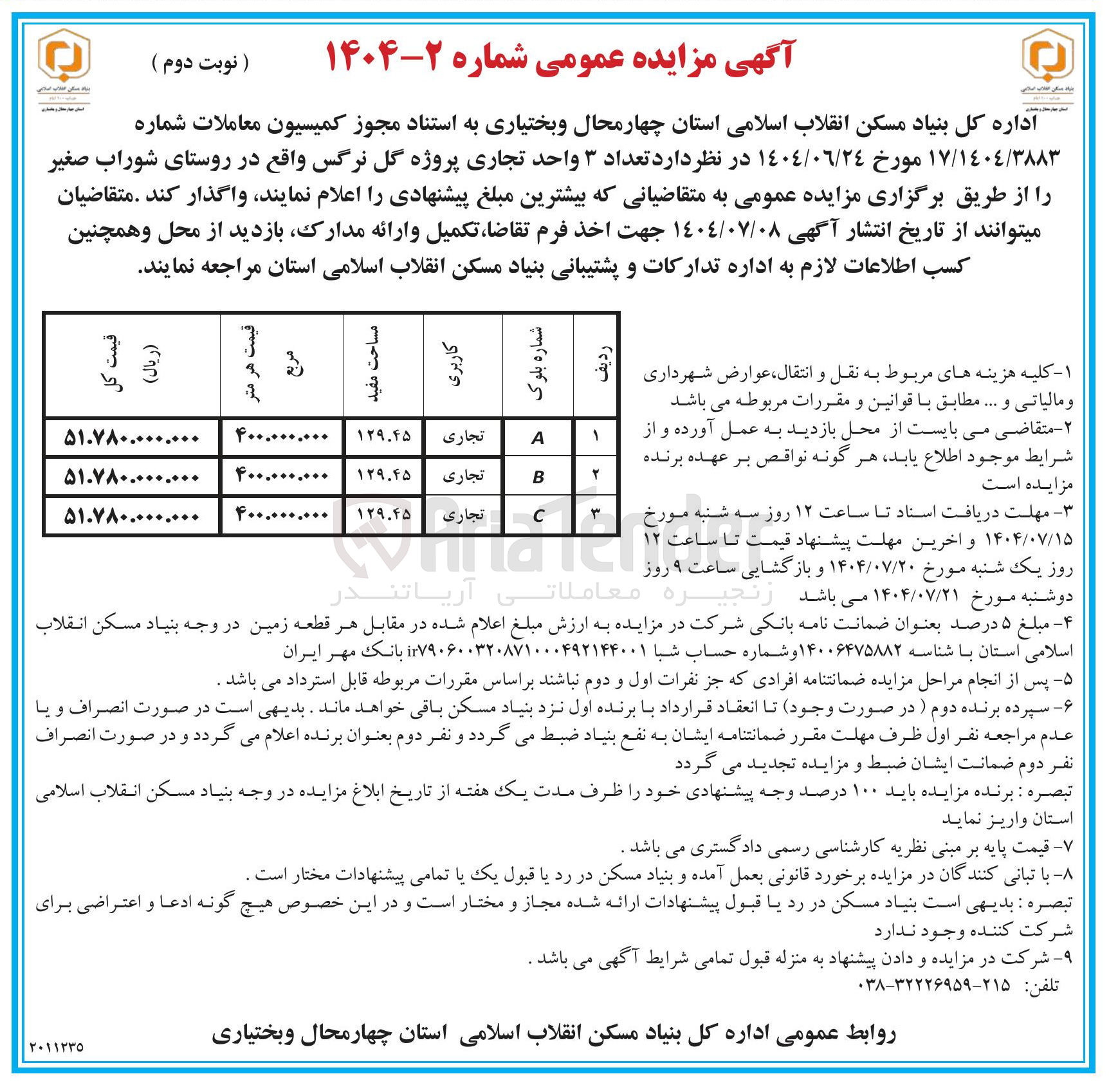 تصویر کوچک آگهی فروش تعداد 3 واحد تجاری 