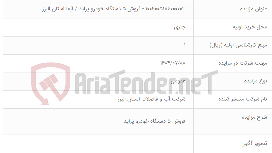 تصویر کوچک آگهی 1004005186000003 - فروش 5 دستگاه خودرو پراید / آبفا استان البرز