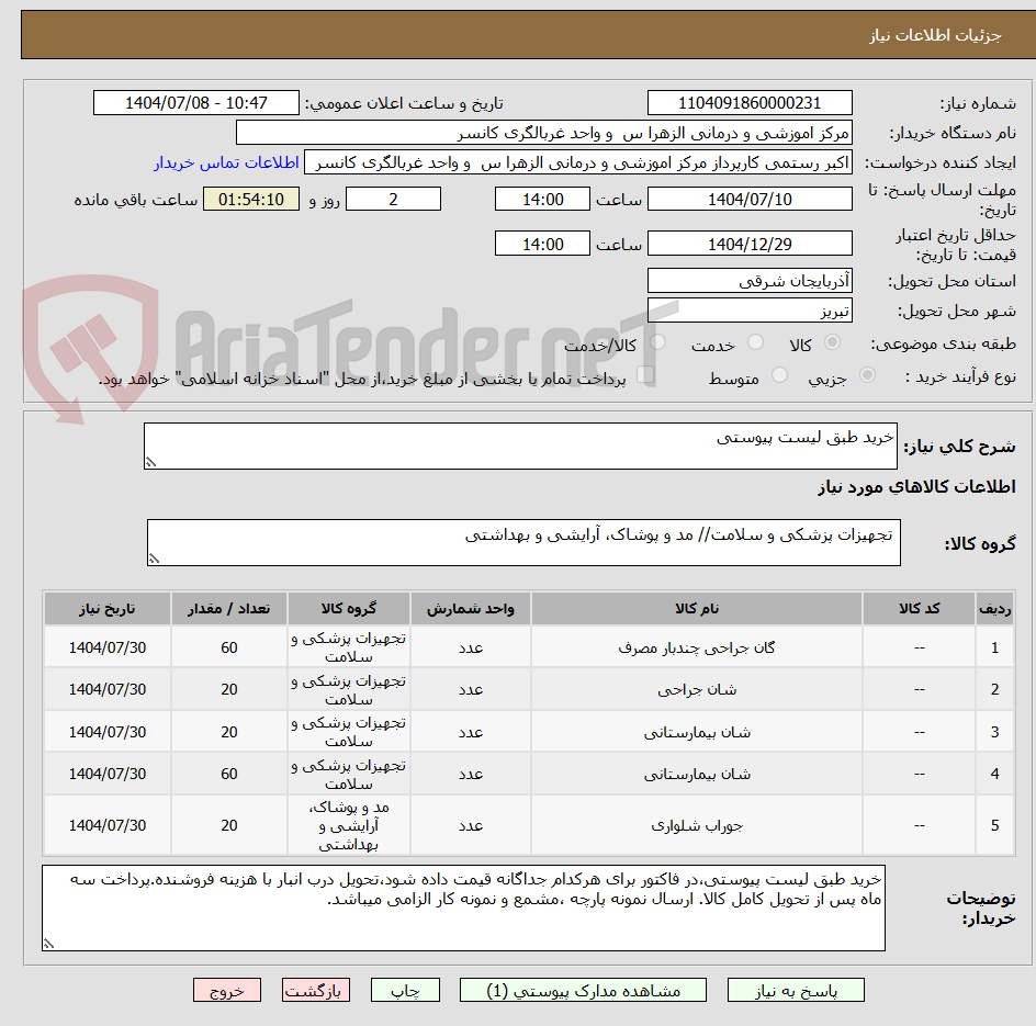تصویر کوچک آگهی خرید طبق لیست پیوستی
