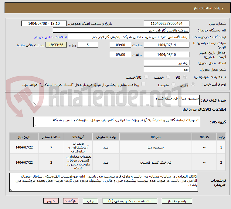 تصویر کوچک آگهی سنسور دما و فن خنک کننده