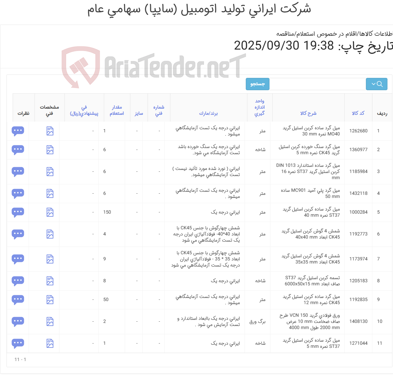 تصویر کوچک آگهی ورق vcn و میل گرد