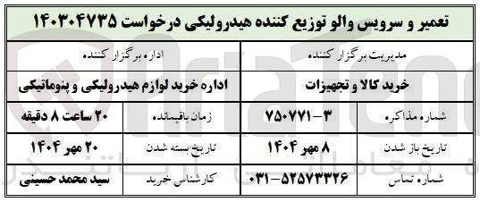 تصویر کوچک آگهی تعمیر و سرویس والو توزیع کننده هیدرولیکی