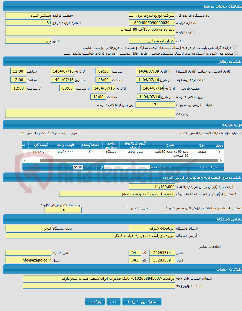 تصویر کوچک آگهی تابلو 90 دو زمانه 180آمپر 90 کیلووات