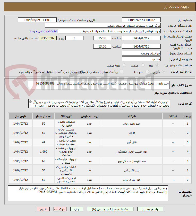 تصویر کوچک آگهی چند راهی برق( مدارک پیوستی ضمیمه شده است پرداختی نقدی میباشد شماره تماس 09151083988
