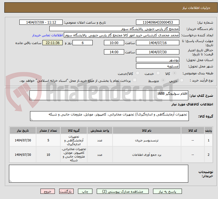تصویر کوچک آگهی اقلام سوئیچگیر ABB