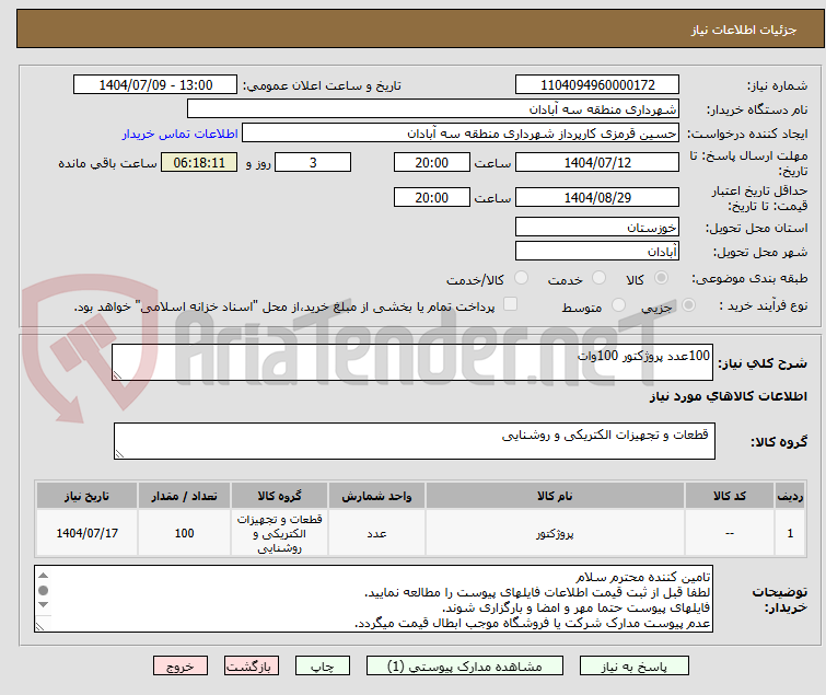 تصویر کوچک آگهی 100عدد پروژکتور 100وات