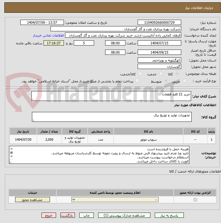 تصویر کوچک آگهی خرید 21 قلم قطعات