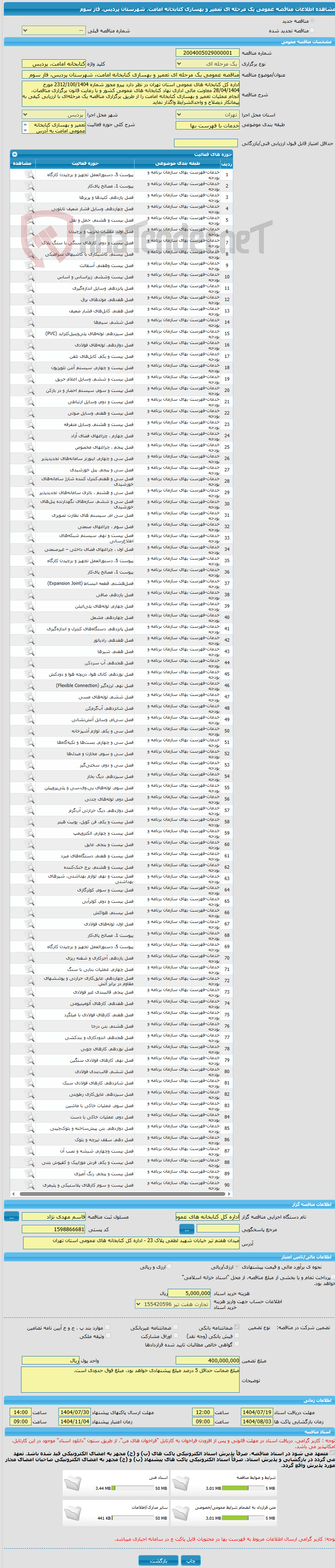 تصویر کوچک آگهی مناقصه عمومی یک مرحله ای تعمیر و بهسازی کتابخانه امامت، شهرستان پردیس، فاز سوم