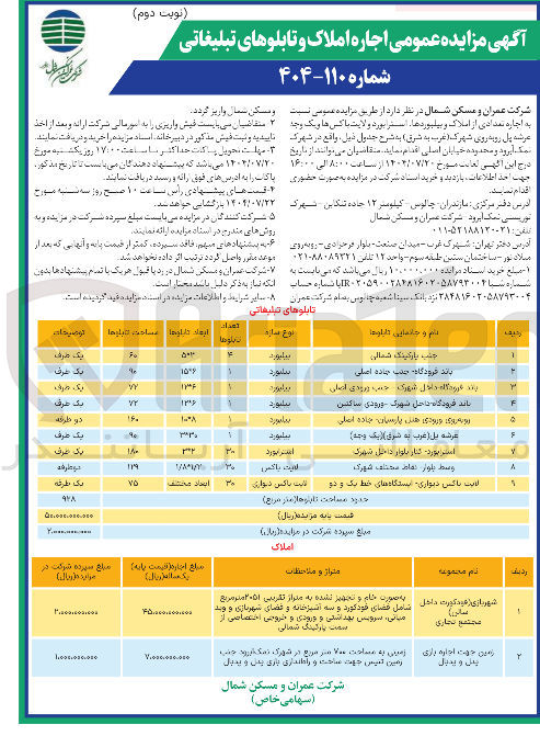 تصویر کوچک آگهی اجاره املاک و تابلوهای تبلیغاتی