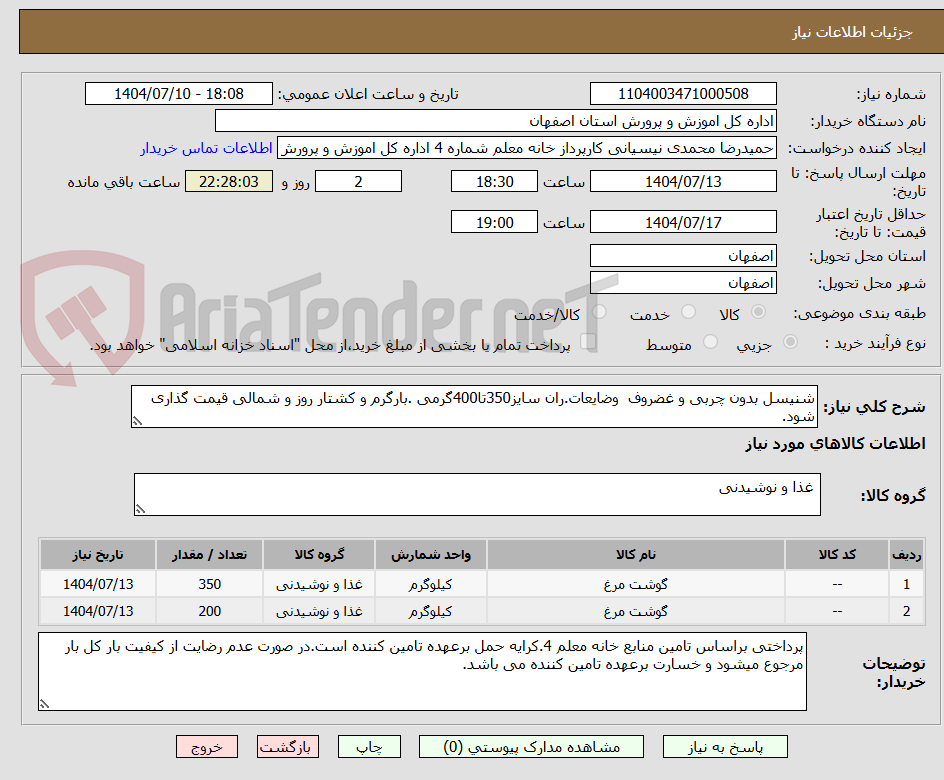 تصویر کوچک آگهی شنیسل بدون چربی و غضروف  وضایعات.ران سایز350تا400گرمی .بارگرم و کشتار روز و شمالی قیمت گذاری شود.