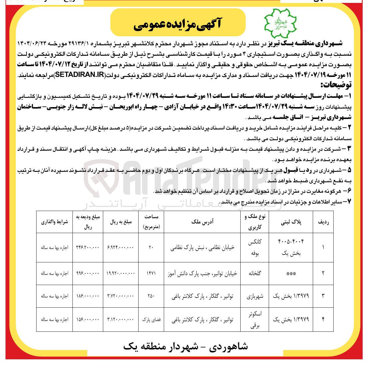 تصویر کوچک آگهی  واگذاری بصورت استیجاری ۴ مورد کانکس 
