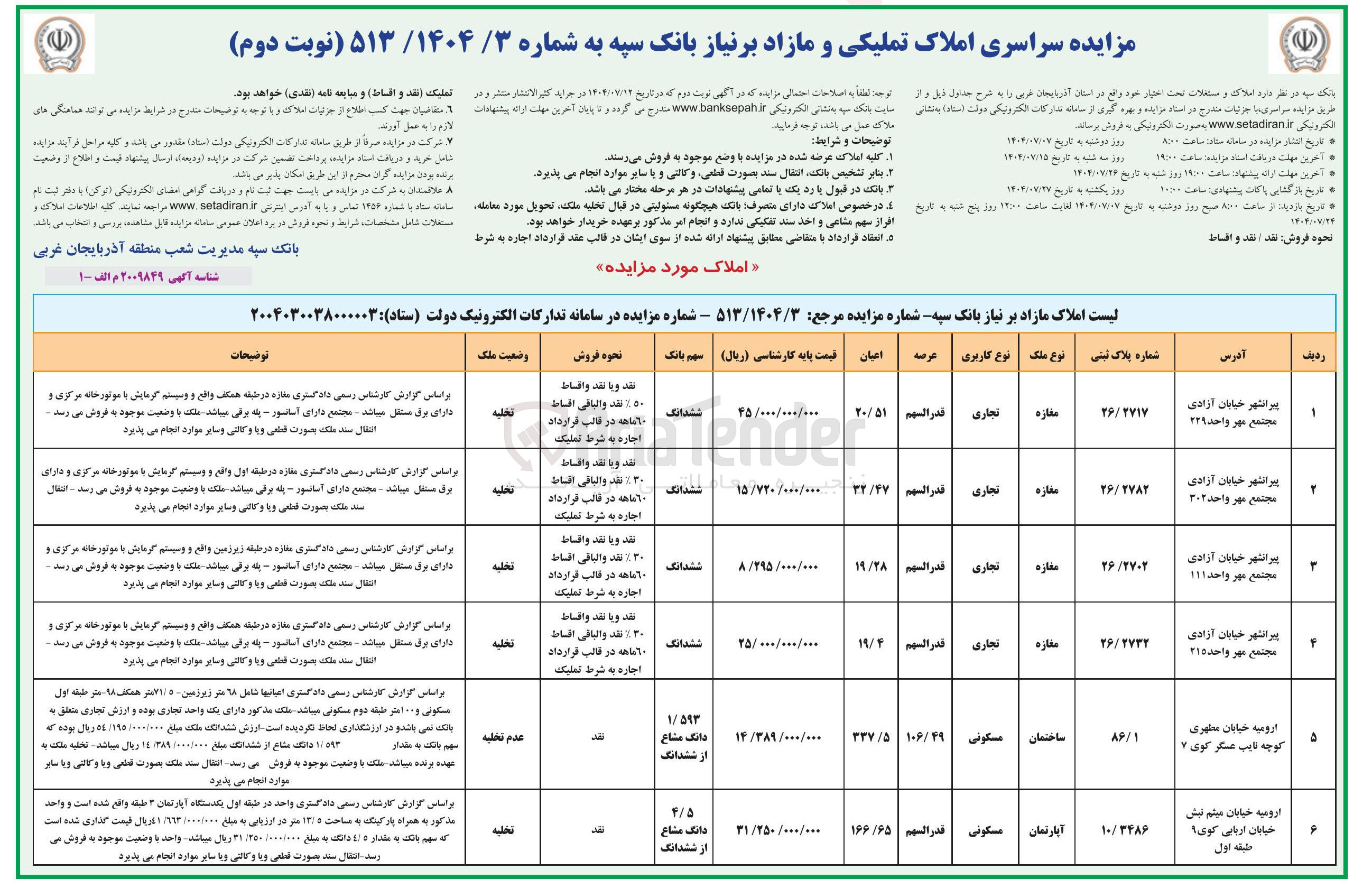 تصویر کوچک آگهی فروش املاک در 6 ردیف با کاربری تجاری - مسکونی