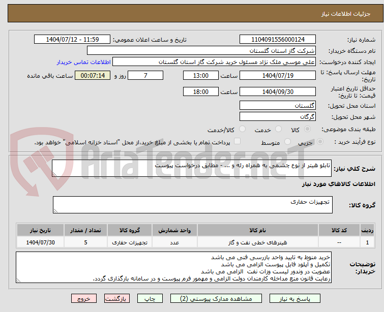 تصویر کوچک آگهی تابلو هیتر از نوع چشمی به همراه رله و ... - مطابق درخواست پیوست