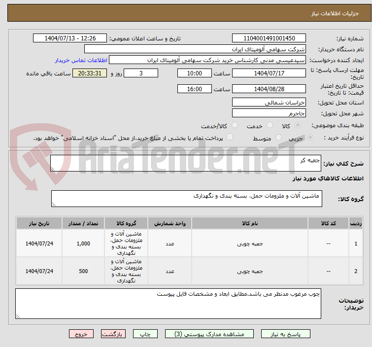 تصویر کوچک آگهی جعبه کر