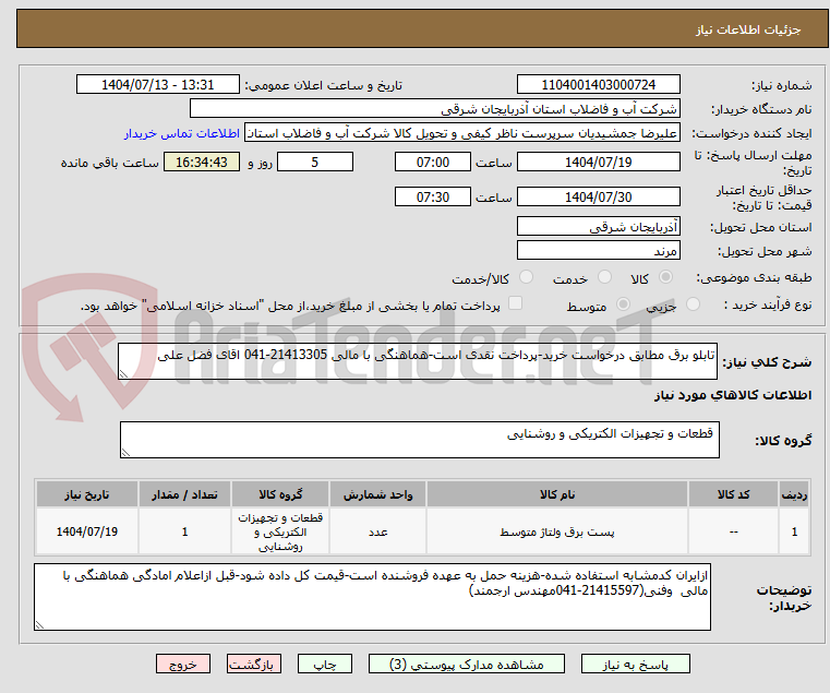 تصویر کوچک آگهی تابلو برق مطابق درخواست خرید-پرداخت نقدی است-هماهنگی با مالی 21413305-041 اقای فضل علی