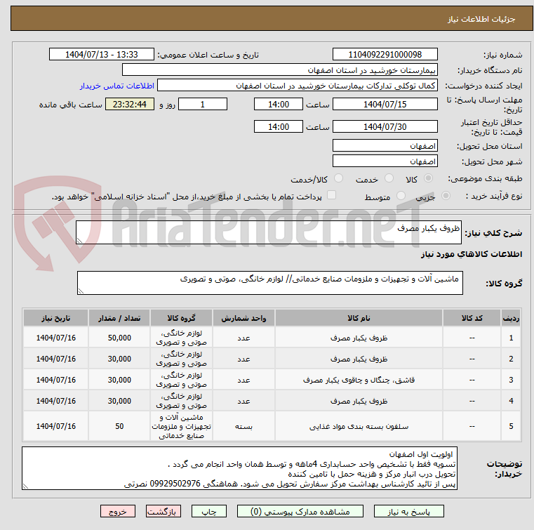 تصویر کوچک آگهی ظروف یکبار مصرف
