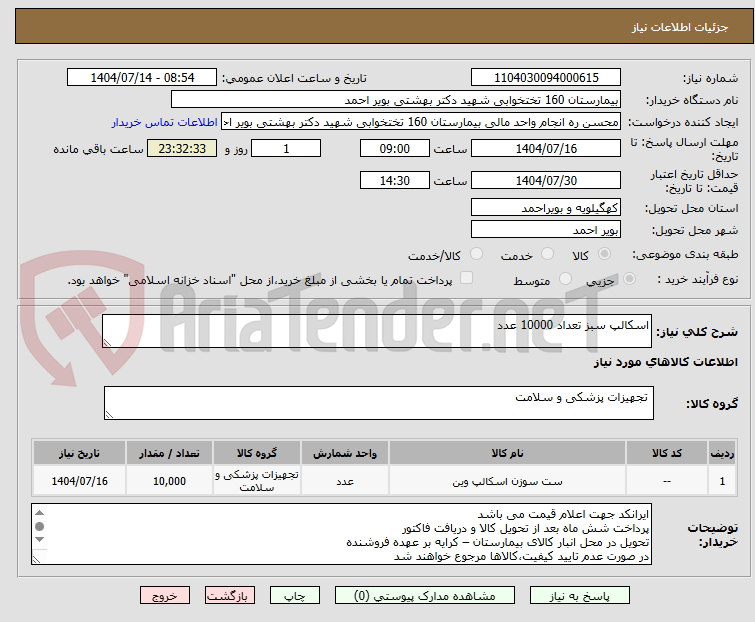 تصویر کوچک آگهی اسکالپ سبز تعداد 10000 عدد