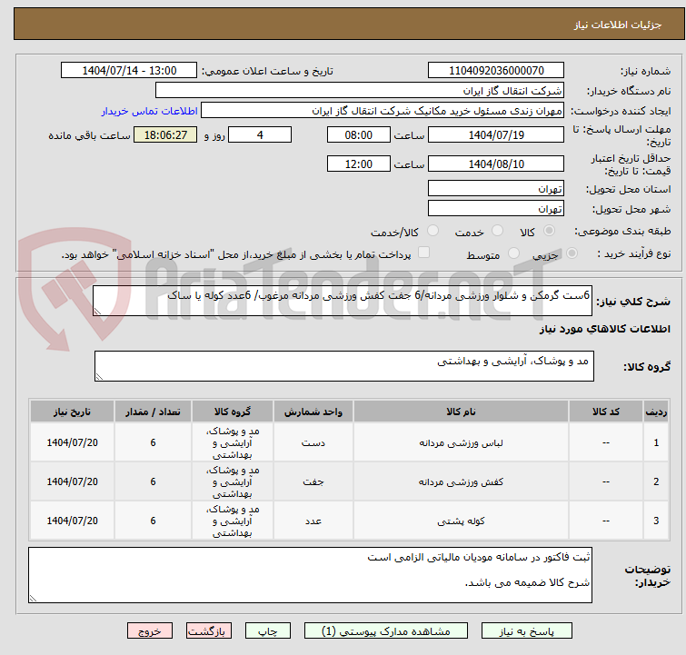 تصویر کوچک آگهی 6ست گرمکن و شلوار ورزشی مردانه/6 جفت کفش ورزشی مردانه مرغوب/ 6عدد کوله یا ساک