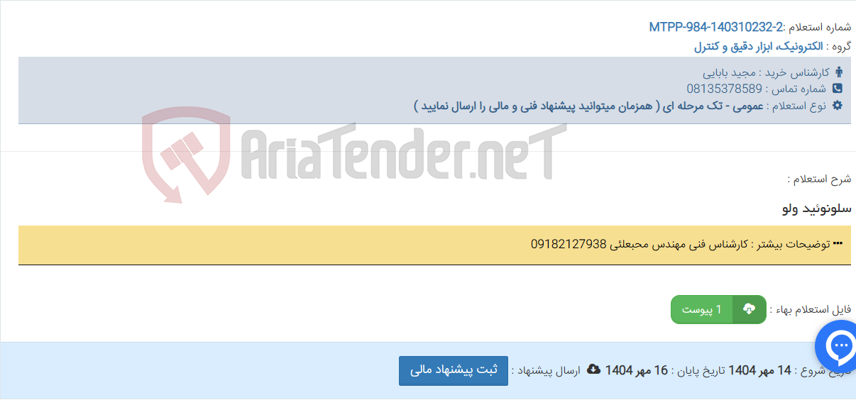 تصویر کوچک آگهی سلونوئید ولو