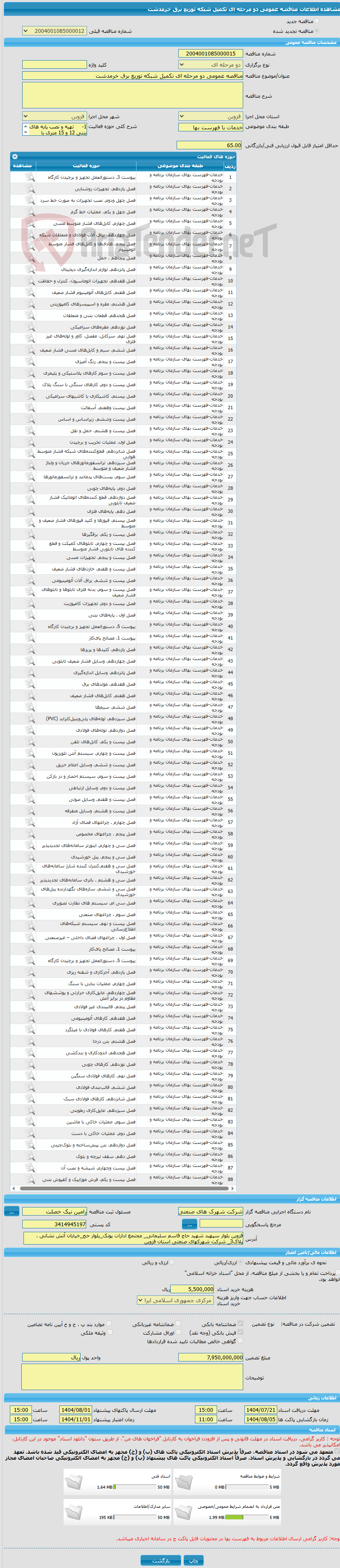 تصویر کوچک آگهی مناقصه عمومی دو مرحله ای تکمیل شبکه توزیع برق خرمدشت
