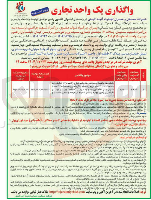 تصویر کوچک آگهی واگذاری یک واحد تجاری فعال
