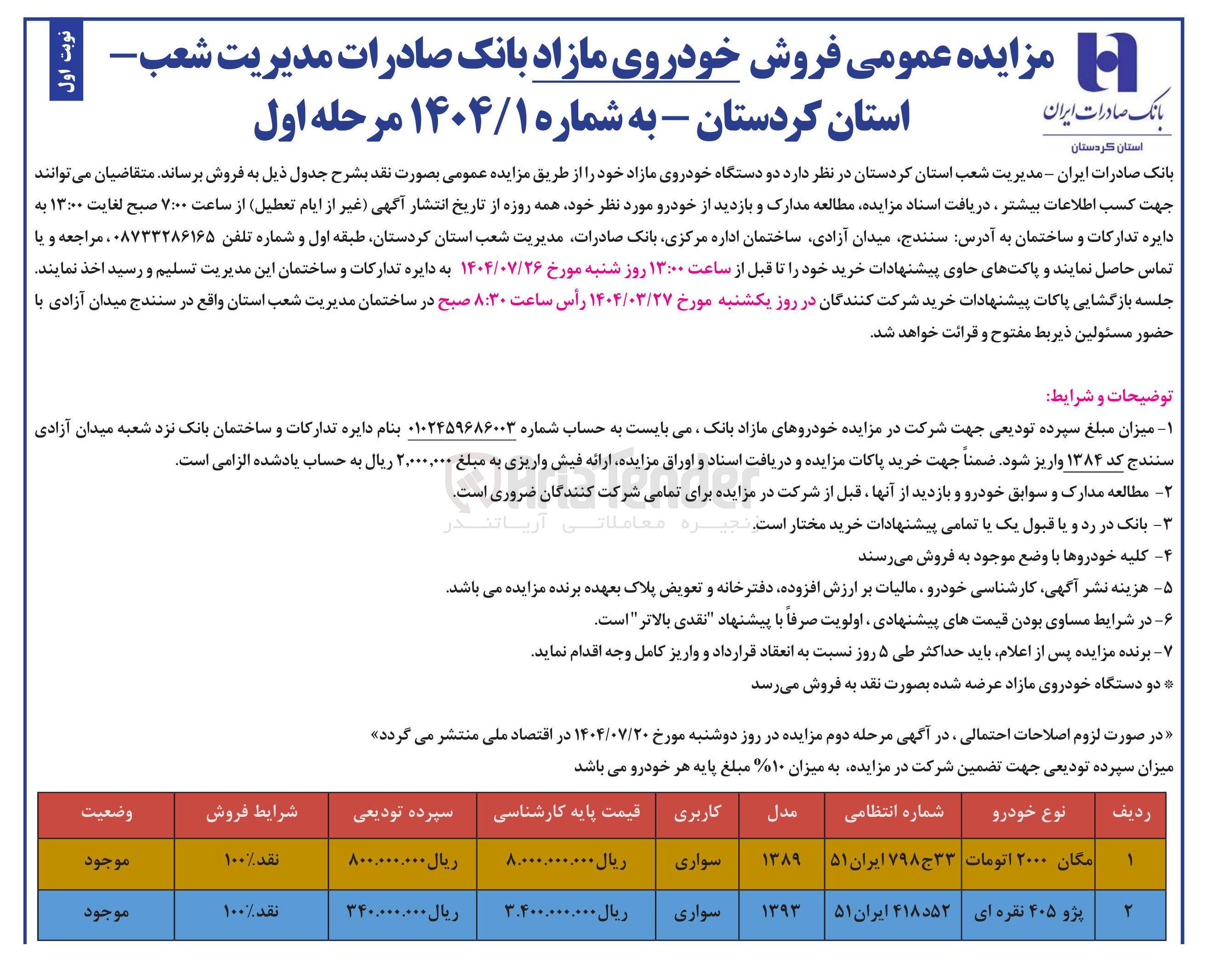 تصویر کوچک آگهی فروش دو دستگاه خودرو مگان و پژو 