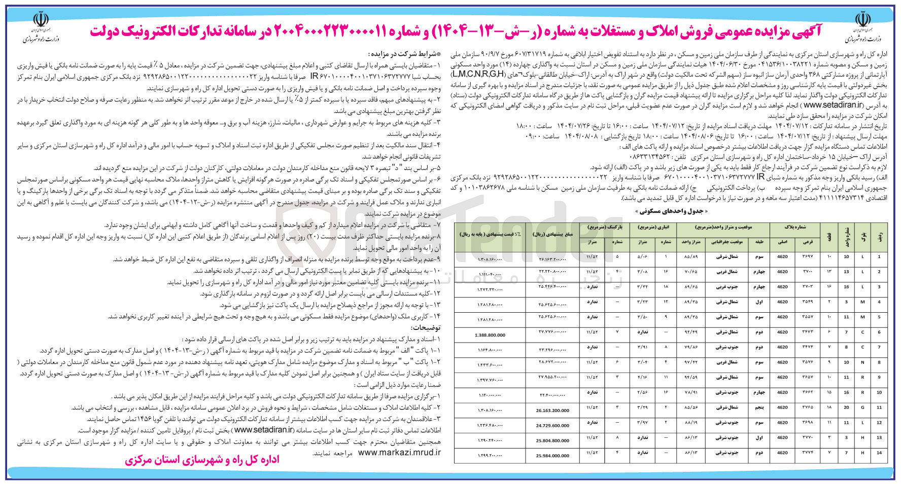 تصویر کوچک آگهی  واگذاری چهارده ( 14 ) مورد واحد مسکونی