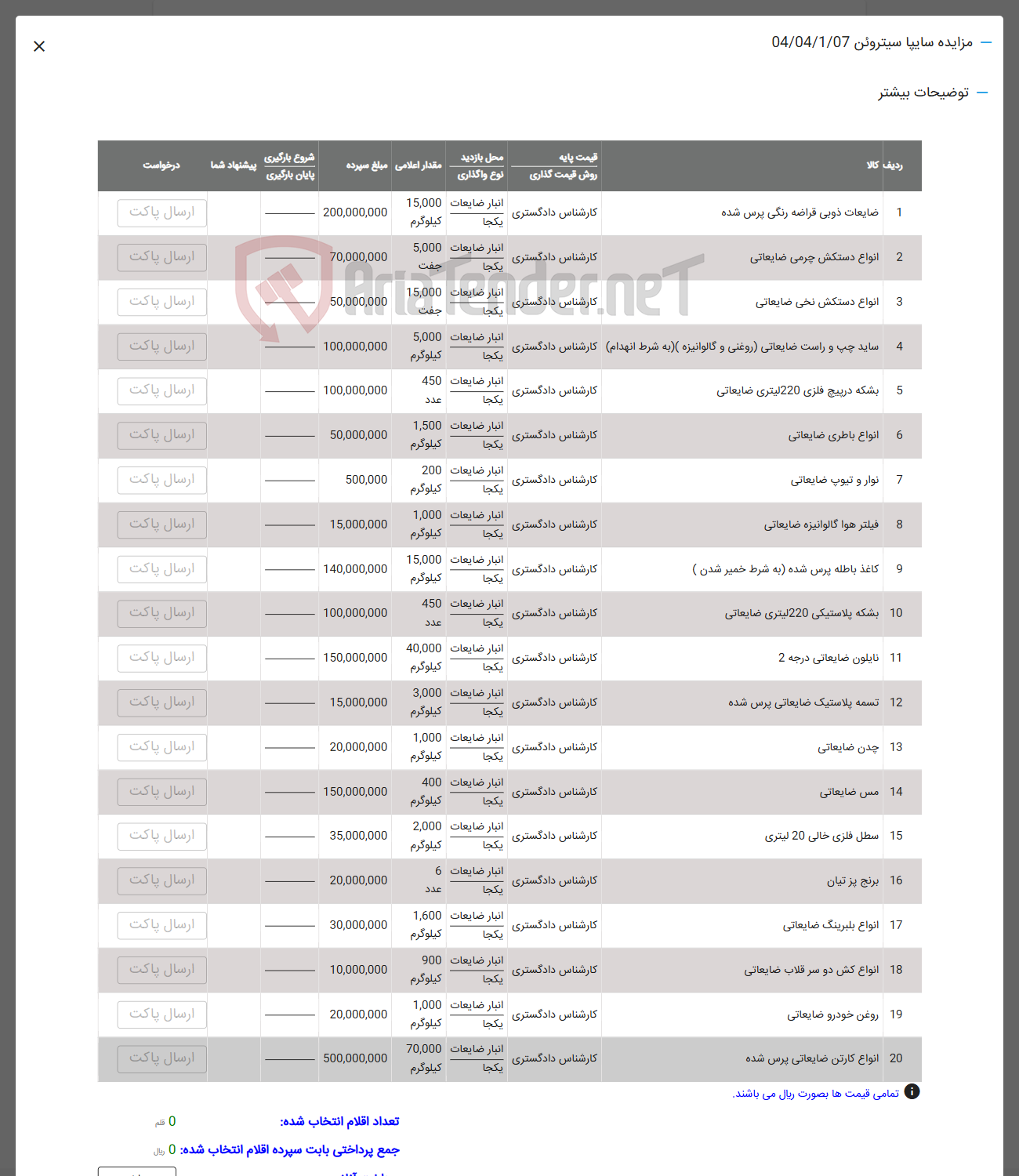تصویر کوچک آگهی فروش ضایعات ذوبی قراضه رنگی پرس شده - انواع دستکش چرمی ضایعاتی - انواع دستکش نخی ضایعاتی - ساید چپ و راست ضایعاتی روغنی و گالوانیزه ) به شرط انهدام -
بشکه در بیج فلزی 220 لیتری ضایعاتی - انواع باطری ضایعاتی - نوار و تیوب ضایعاتی - فيلتر هوا گالوانیزه ضایعاتی - کاغذ باطله پرس شده به شرط خمیر شدن ) - بشکه پلاستیکی 220 لیتری ضایعاتی - نایلون ضایعاتی درجه 2 - چدن ضایعاتی - مس ضایعاتی - برنج پر تبان - تسمه پلاستیک ضایعاتی پرس شده - سطل فلزی خالی 20 لیتری - انواع بلبرینگ ضایعاتی - انواع کش دو سر قلاب ضایعاتی - روغن خودرو ضایعاتی - انواع کارتن ضایعاتی پرس شده