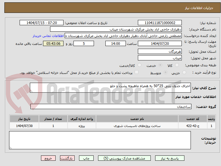 تصویر کوچک آگهی اجرای جدول بتنی 25*50 به همراه ماهیچه پشت و جلو