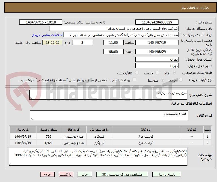 تصویر کوچک آگهی مرغ رستوران مرکزی