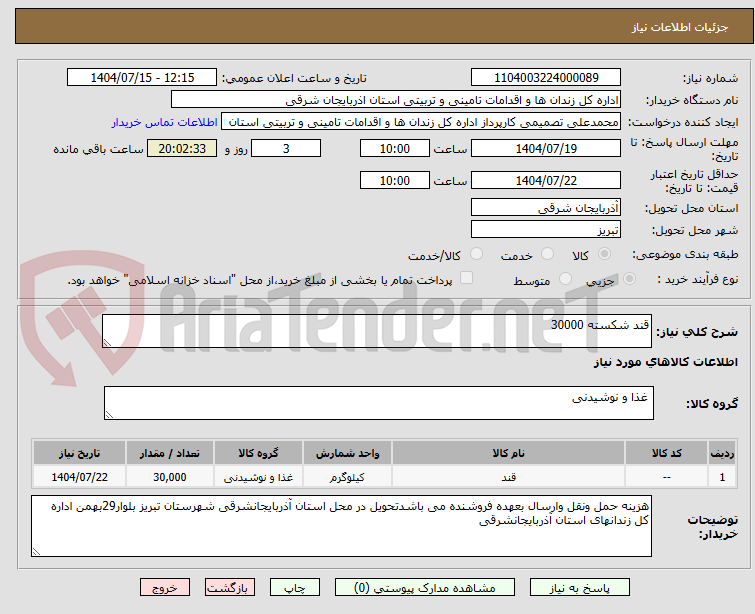 تصویر کوچک آگهی قند شکسته 30000