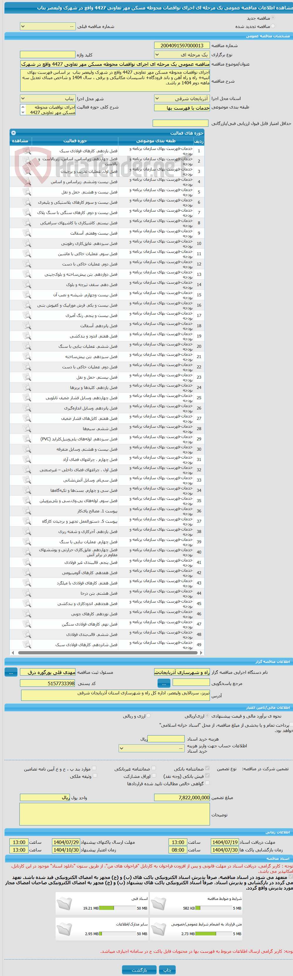 تصویر کوچک آگهی مناقصه عمومی یک مرحله ای اجرای نواقصات محوطه مسکن مهر تعاونی 4427 واقع در شهرک ولیعصر بناب