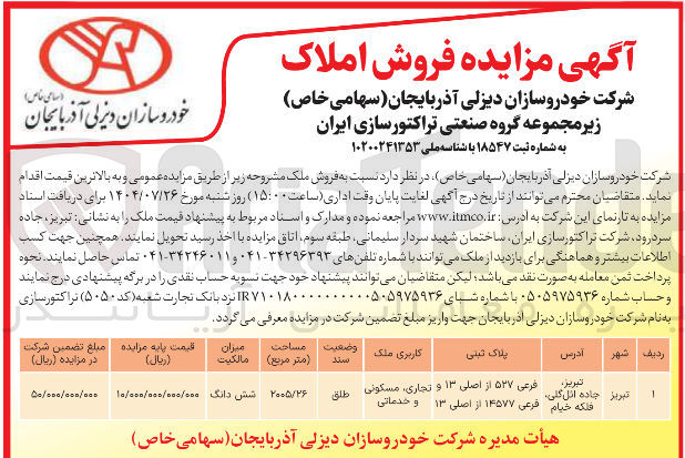 تصویر کوچک آگهی فروش ملک تجاری مسکونی و خدماتی