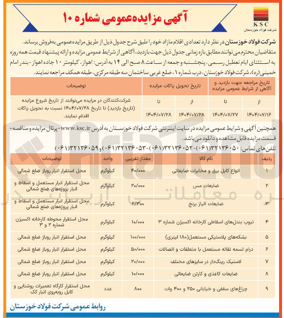 تصویر کوچک آگهی فروش اقلام در 9 ردیف