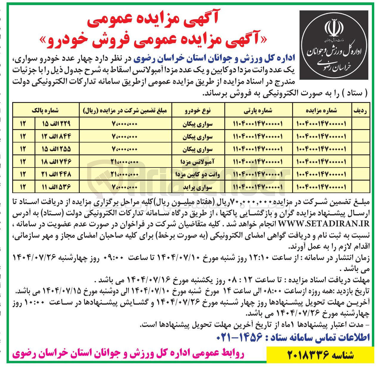 تصویر کوچک آگهی  چهار عدد خودرو سواری