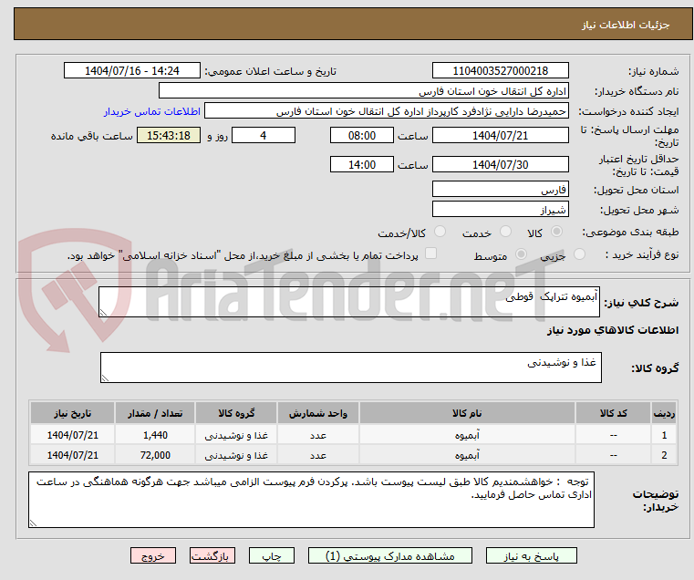 تصویر کوچک آگهی آبمیوه تتراپک قوطی