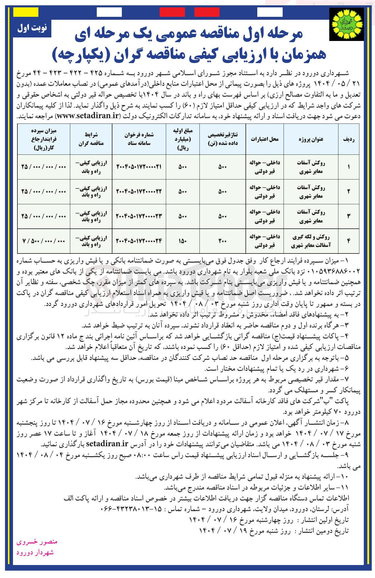 تصویر کوچک آگهی روکش آسفات معابر شهری