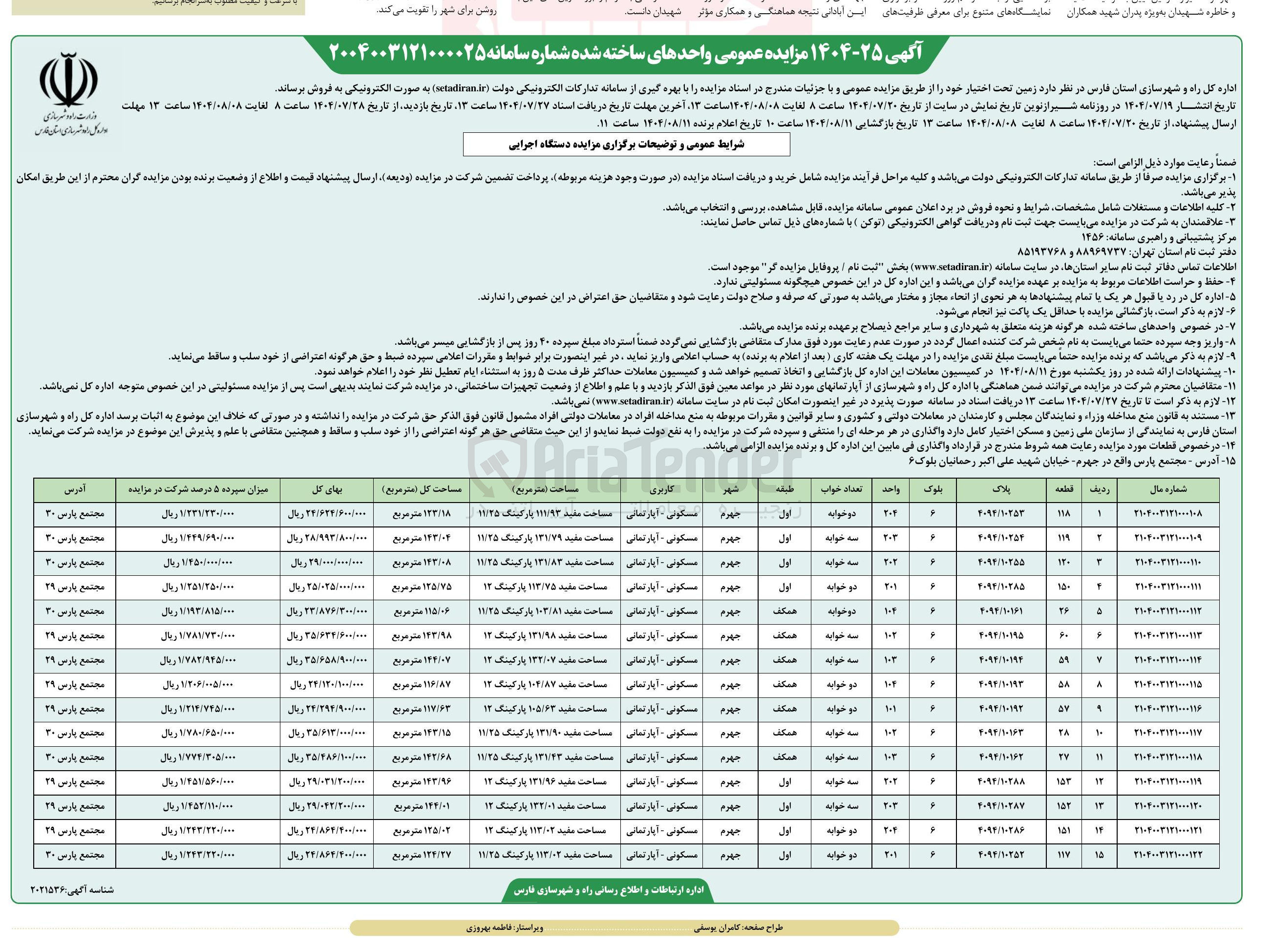تصویر کوچک آگهی فروش زمین تحت اختیار در 15 ردیف با کاربری مسکونی و آپارتمانی