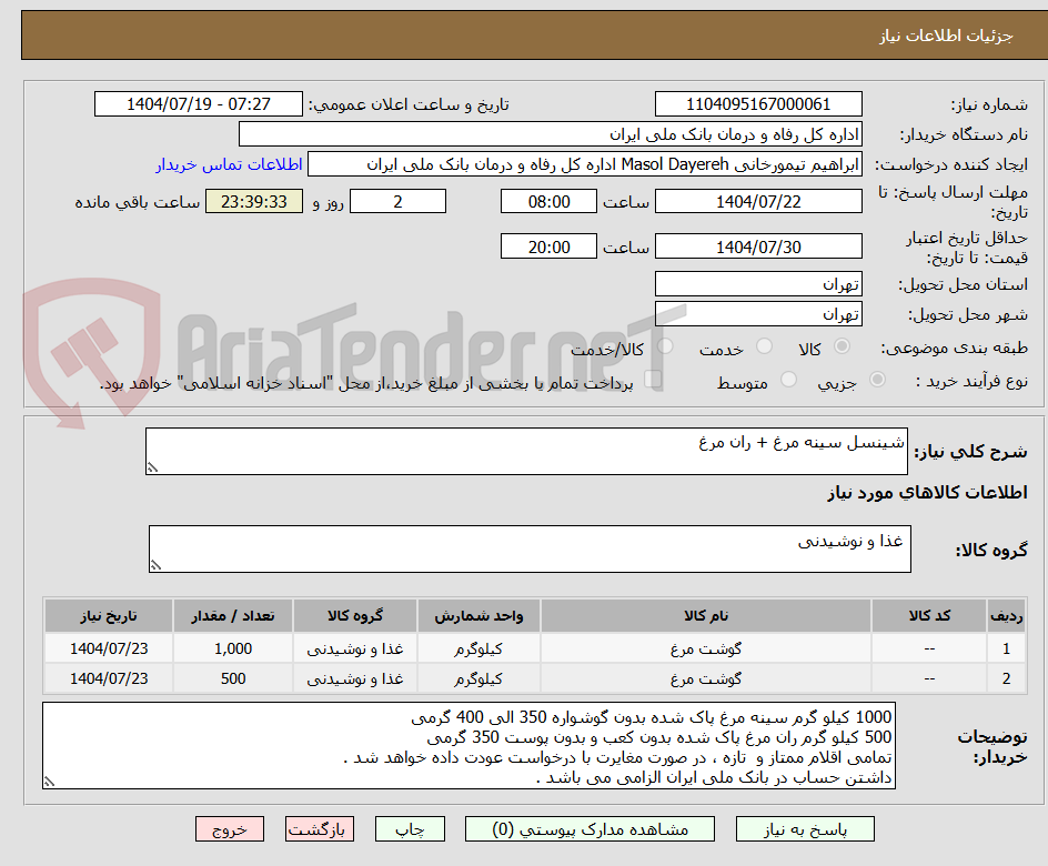 تصویر کوچک آگهی شینسل سینه مرغ + ران مرغ